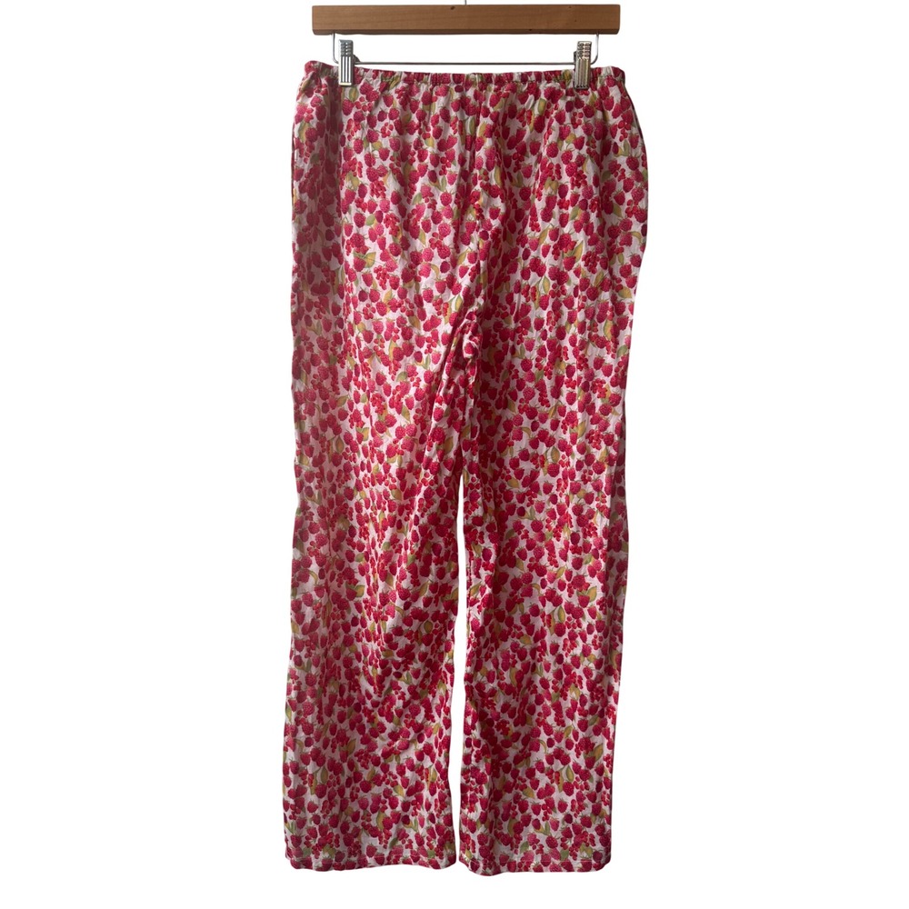 J. Crew Womens Raspberry Fruit Print Cotton Pajama Pants Small Lounge Drawstring - Picture 7 of 11